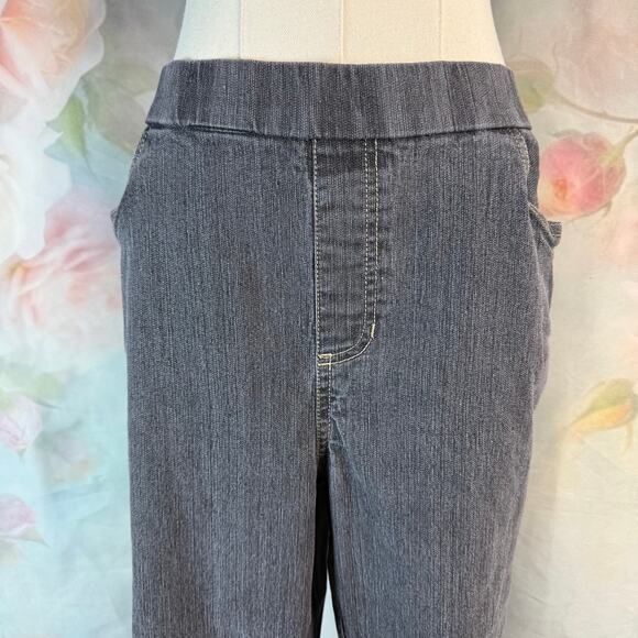 Vintage White Stag Stretch Waist Faux Zip Loose Fit Capri Jeans - Picture 2 of 5